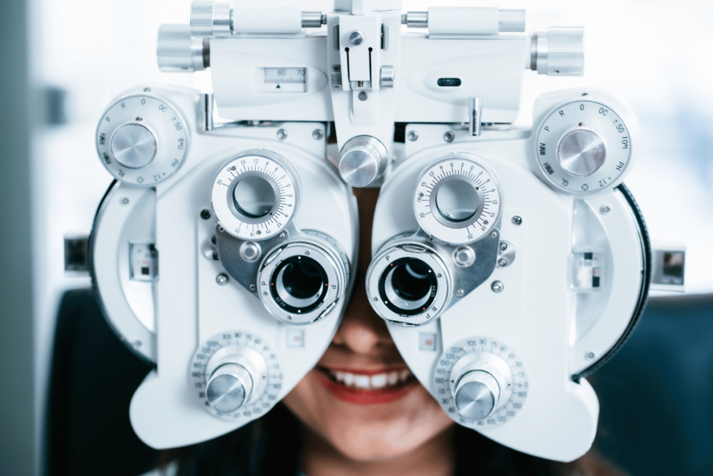 a woman getting an eye exam